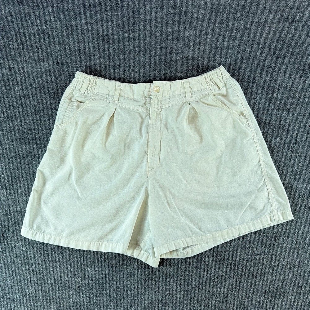 VTG Van Heusen for Her High Waisted Pleated Shorts Cream Womens L Summer Beach